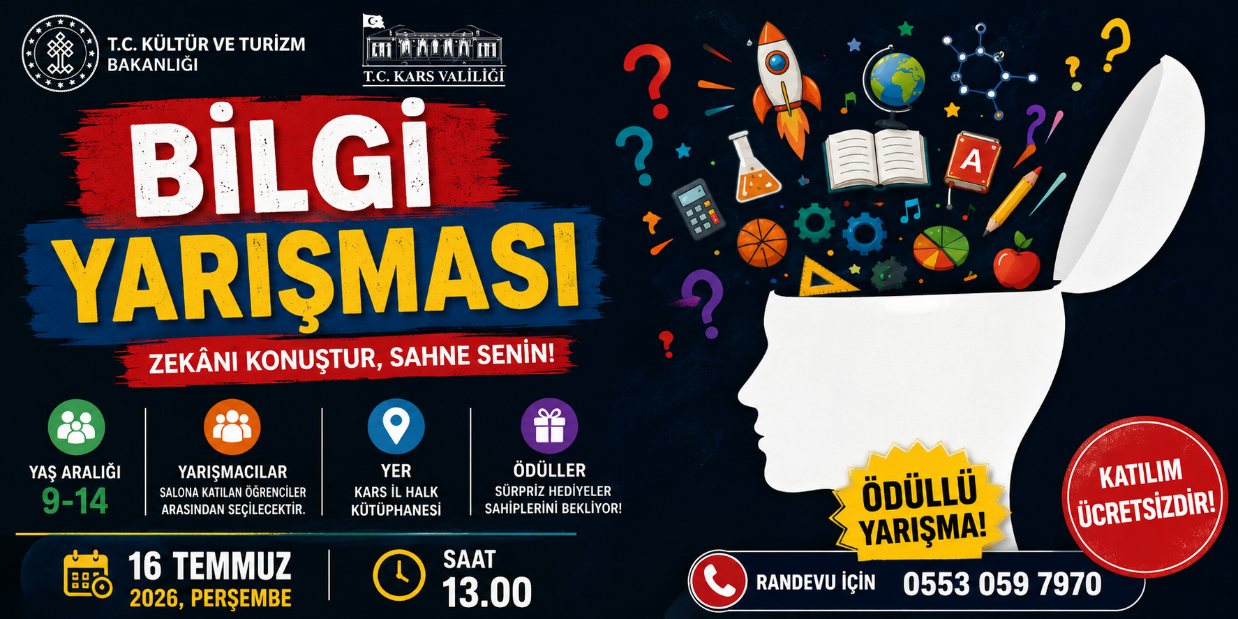 Kars İl Halk Kütüphanesi'nde Bilgi Yarışması Heyecanı