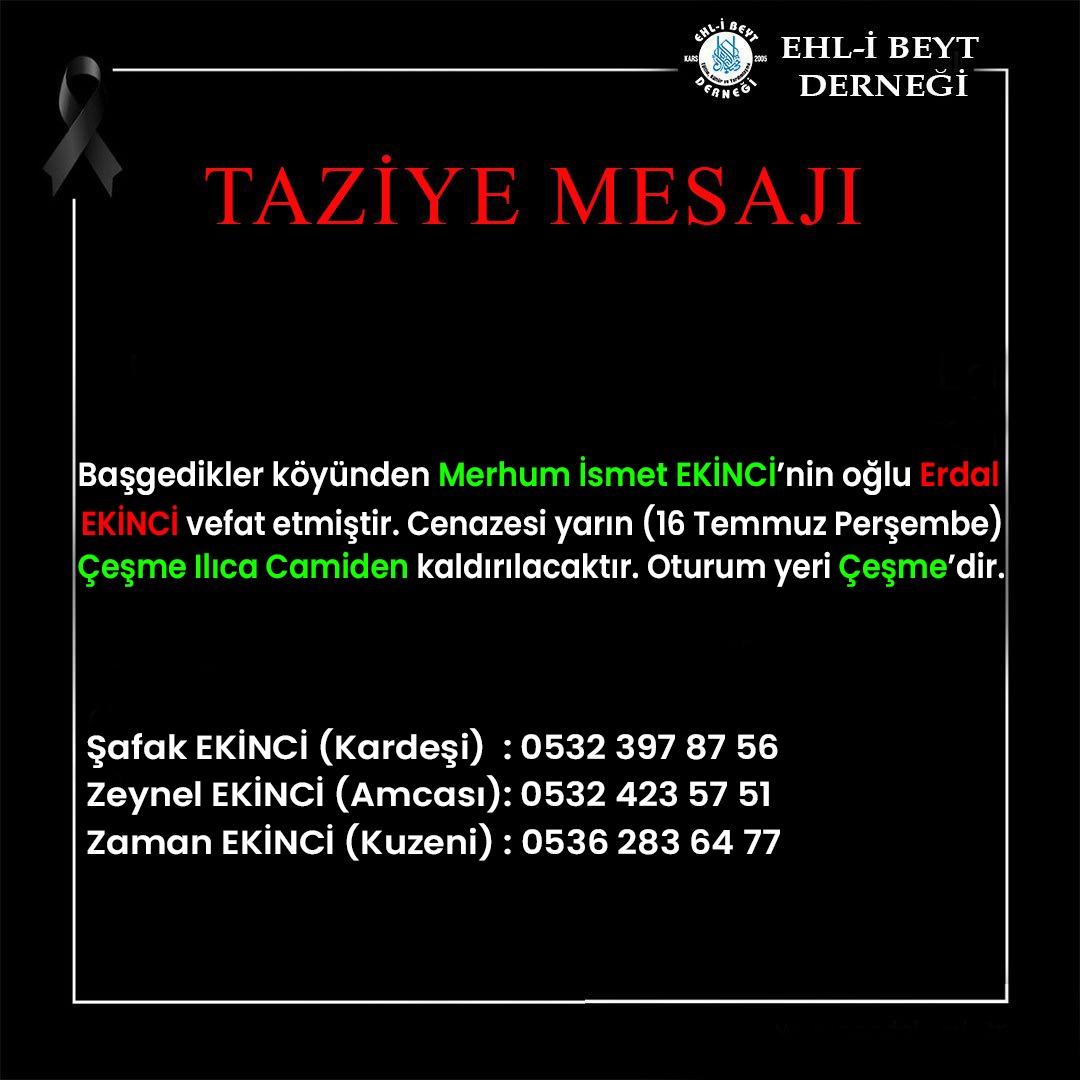 Erdal EKİNCİ vefat etti
