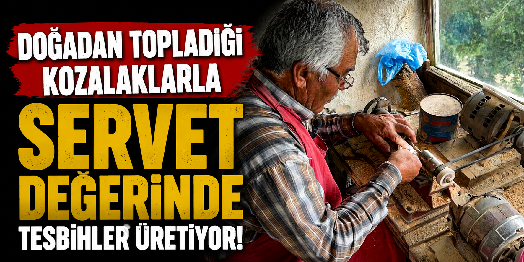 Doğadan Topladığı Kozalaklarla Servet Değerinde Tesbihler Üretiyor
