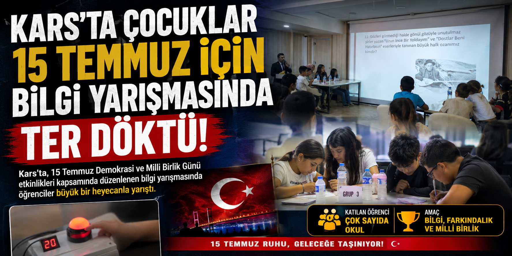 Kars’ta Çocuklar 15 Temmuz İçin Bilgi Yarışmasında Ter Döktü
