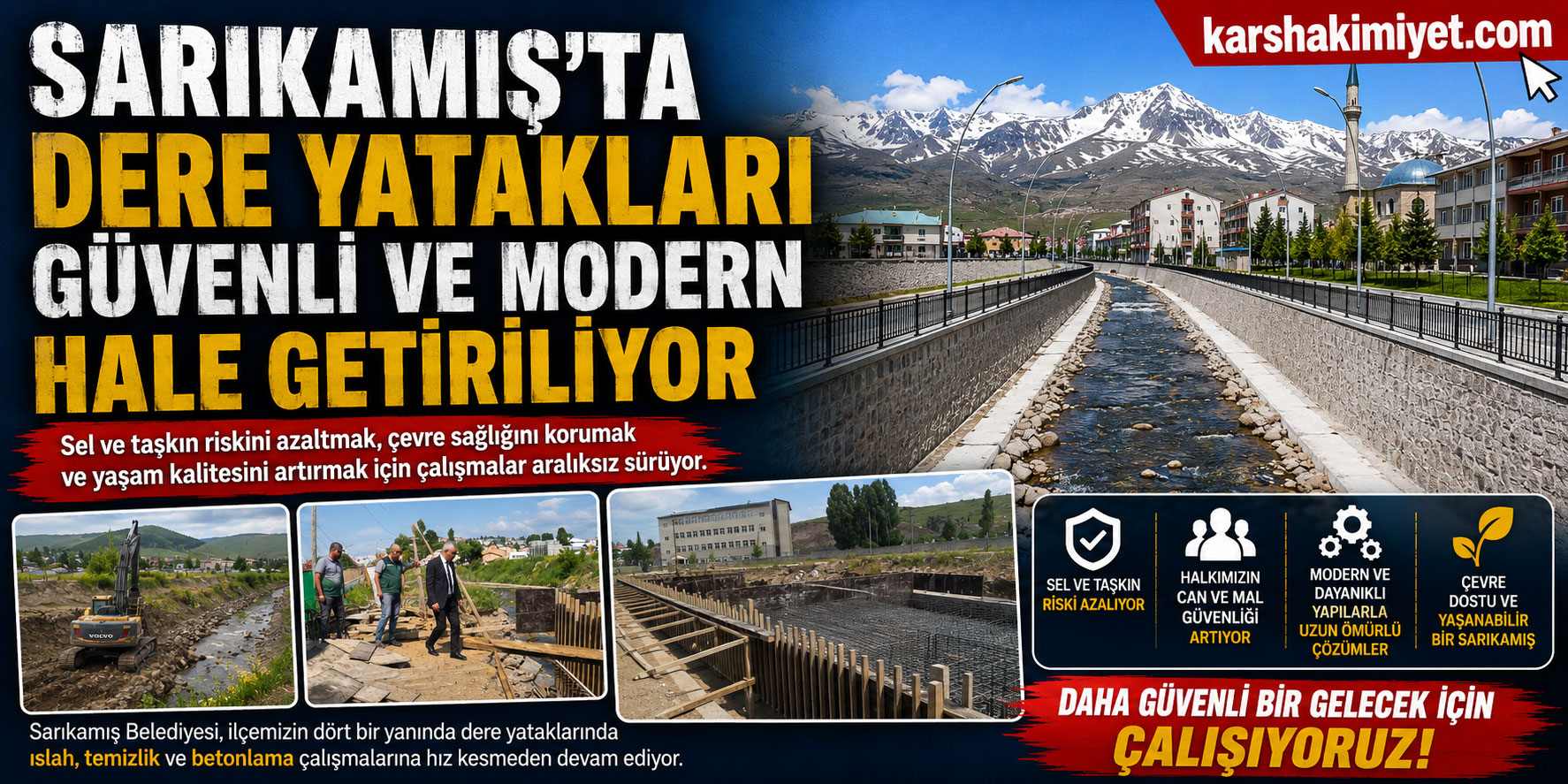 Sarıkamış’ta Dere Yatakları Güvenli Ve Modern Hale Getiriliyor