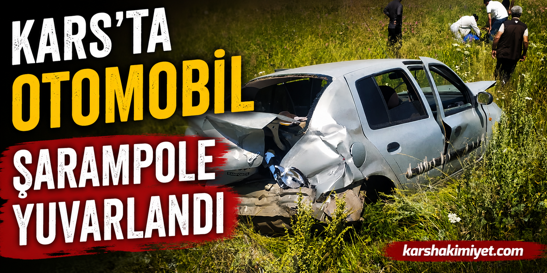 Kars'ta Otomobil Şarampole Yuvarlandı