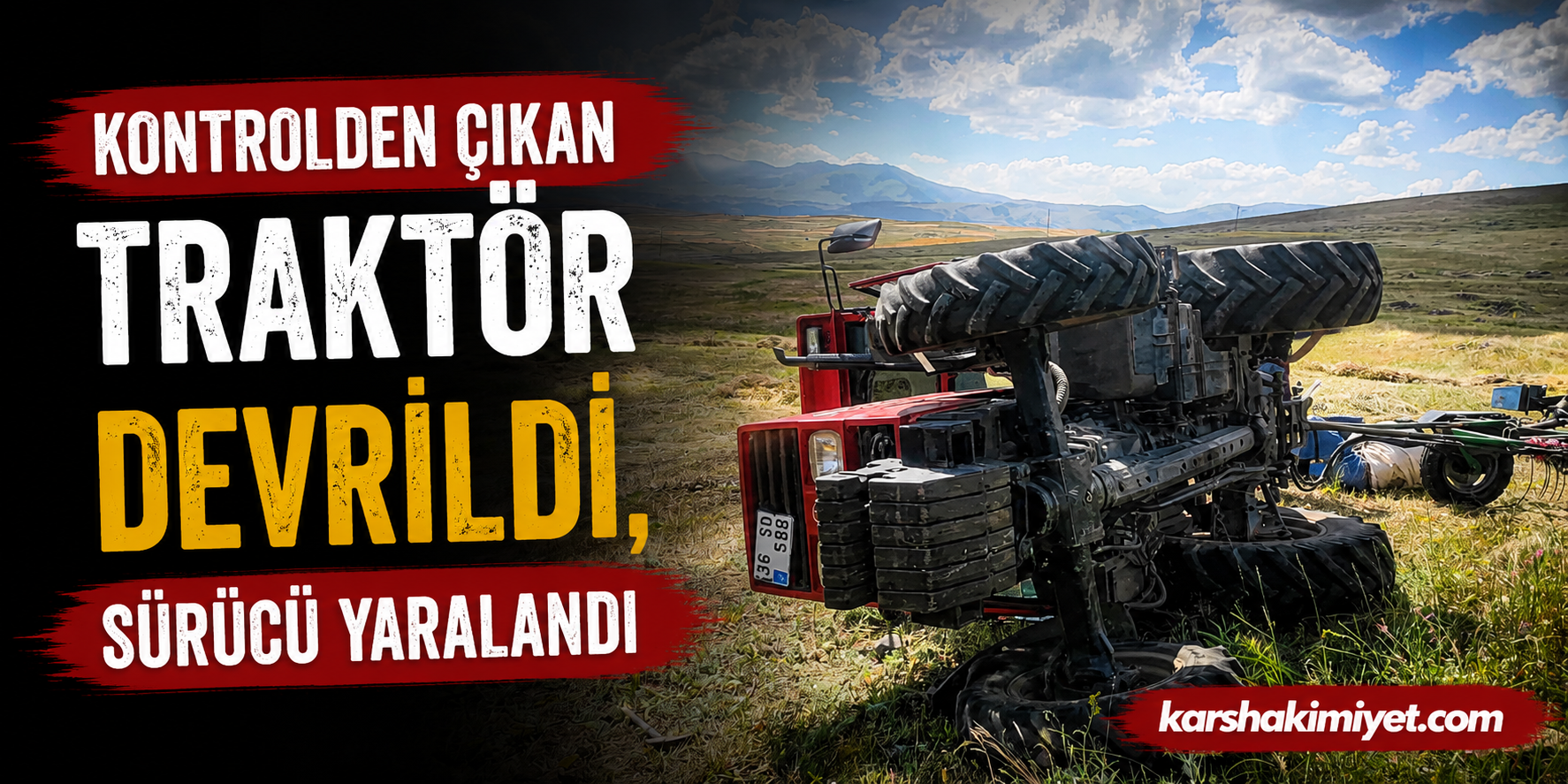 Kontrolden Çıkan Traktör Devrildi, Sürücü Yaralandı
