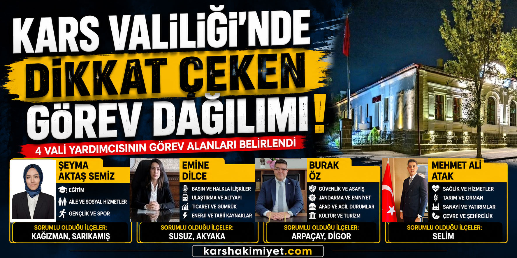 Kars Valiliği'nde Dikkat Çeken Görev Dağılımı
