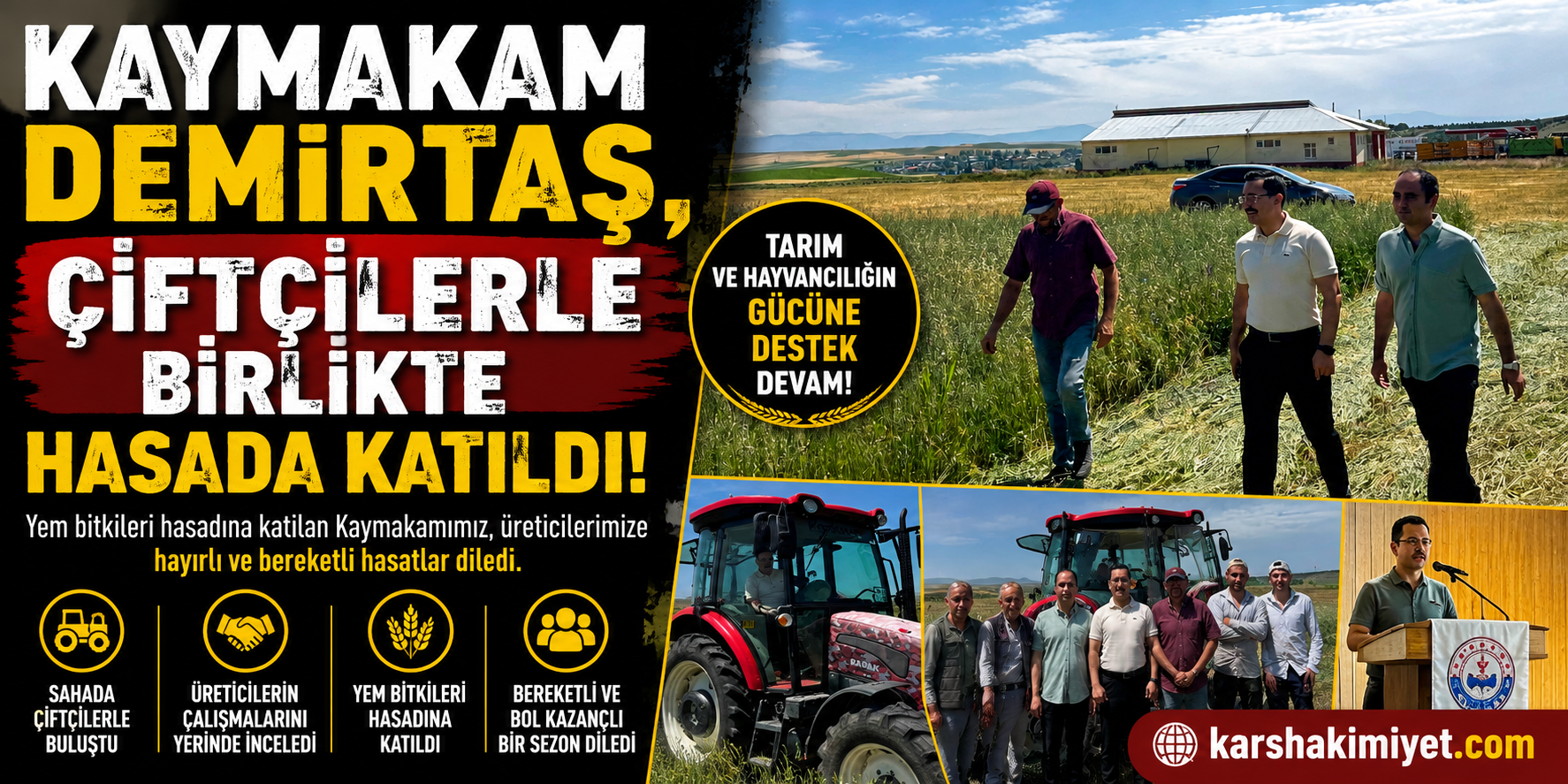Kaymakam Demirtaş, Çiftçilerle Birlikte Hasada Katıldı