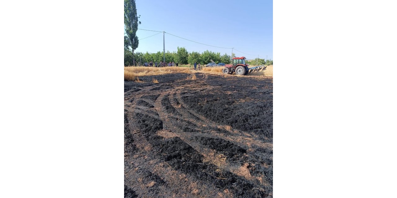 Elazığ’daki ekili tarlada çıkan yangın ekiplerce söndürüldü