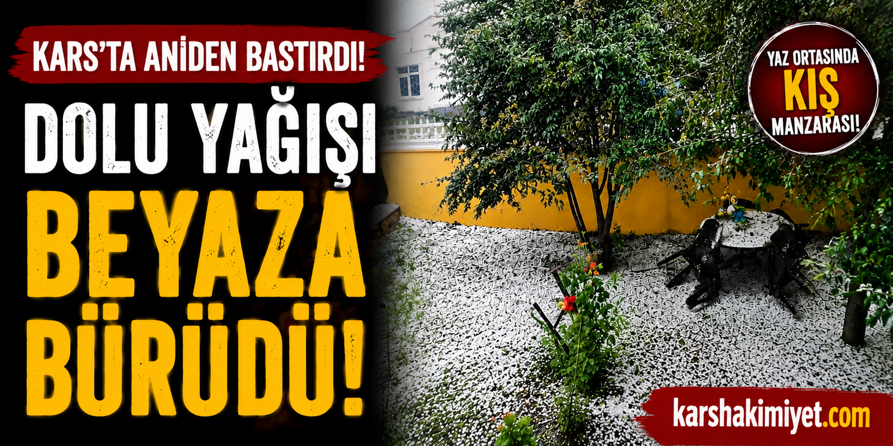 Kars'ta Dolu Yağışı Beyaza Bürüdü
