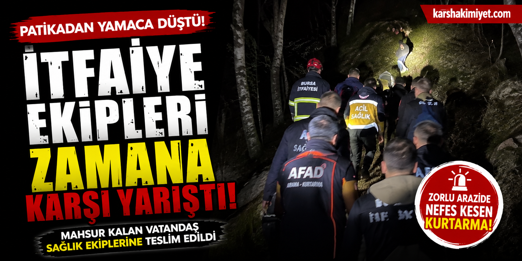Patikadan Yamaca Düştü, İtfaiye Ekipleri Zamana Karşı Yarıştı