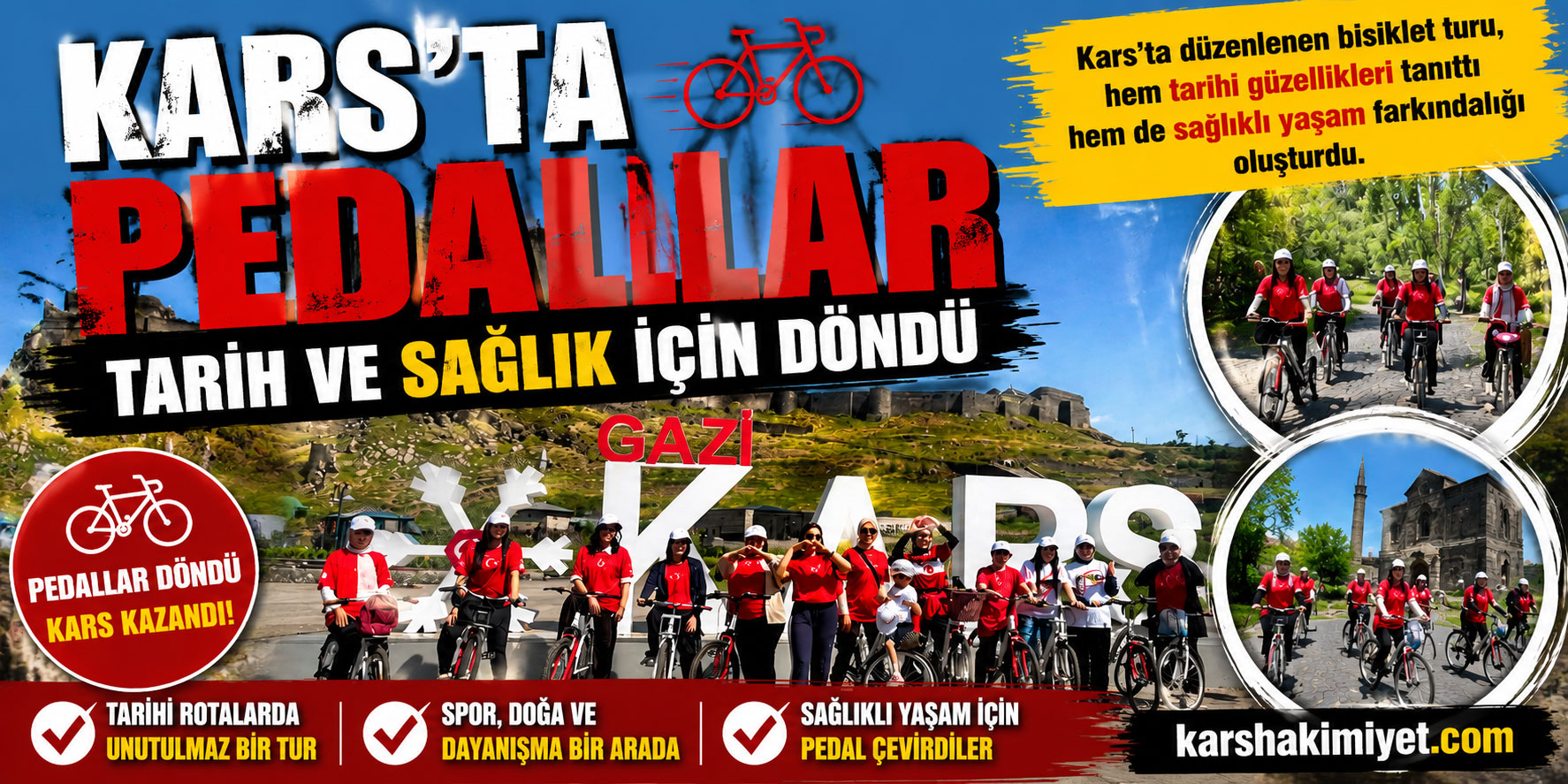Kars'ta Pedallar Tarih ve Sağlık İçin Döndü