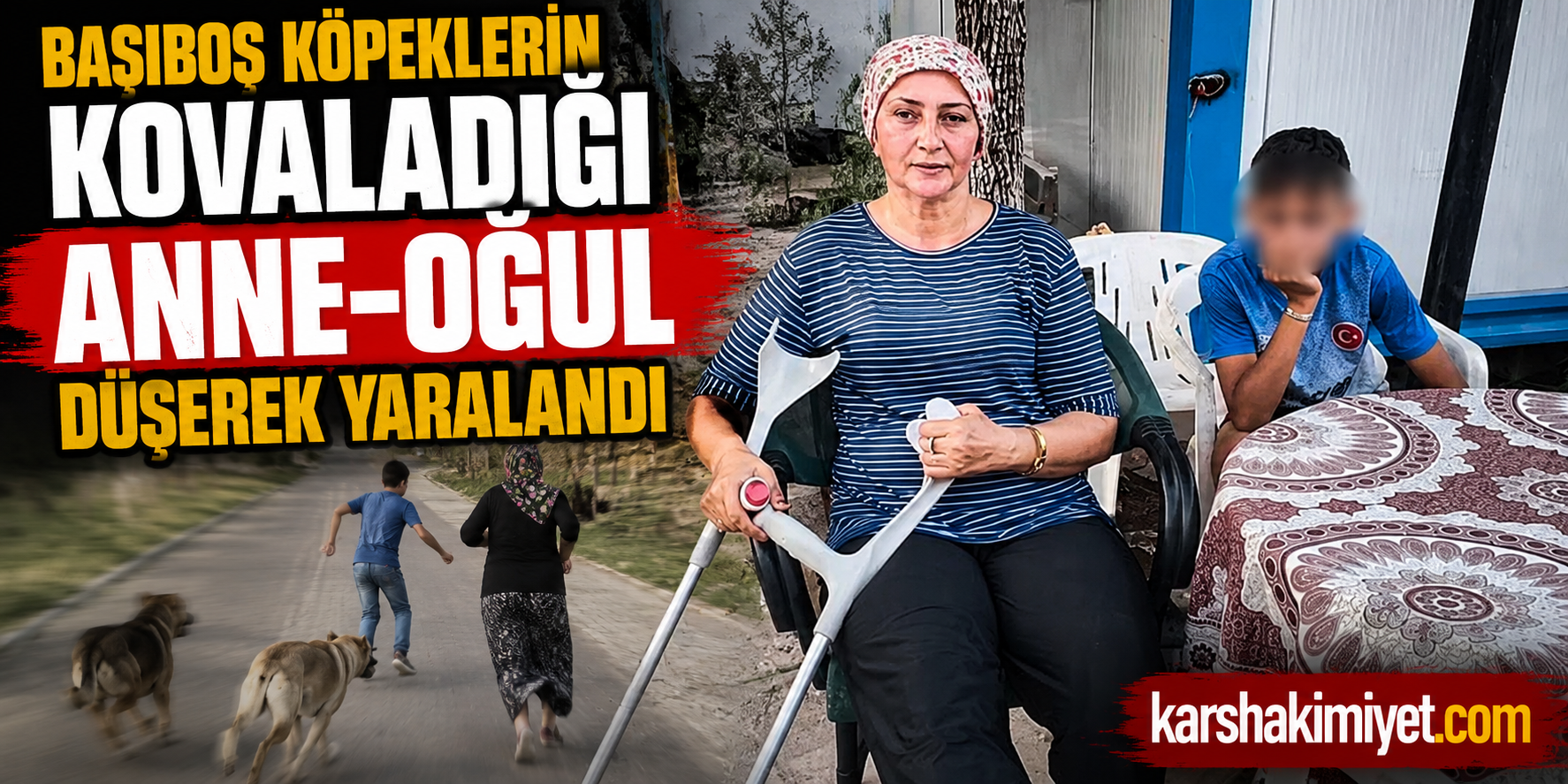 Başıboş köpeklerin kovaladığı anne-oğul düşerek yaralandı
