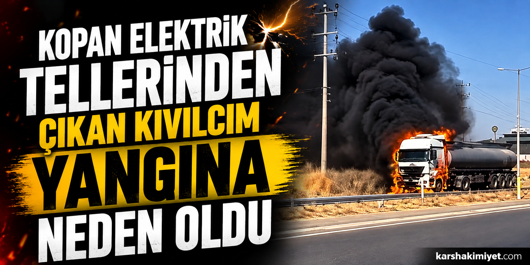 Kopan Elektrik Tellerinden Çıkan Kıvılcım Yangına Neden Oldu