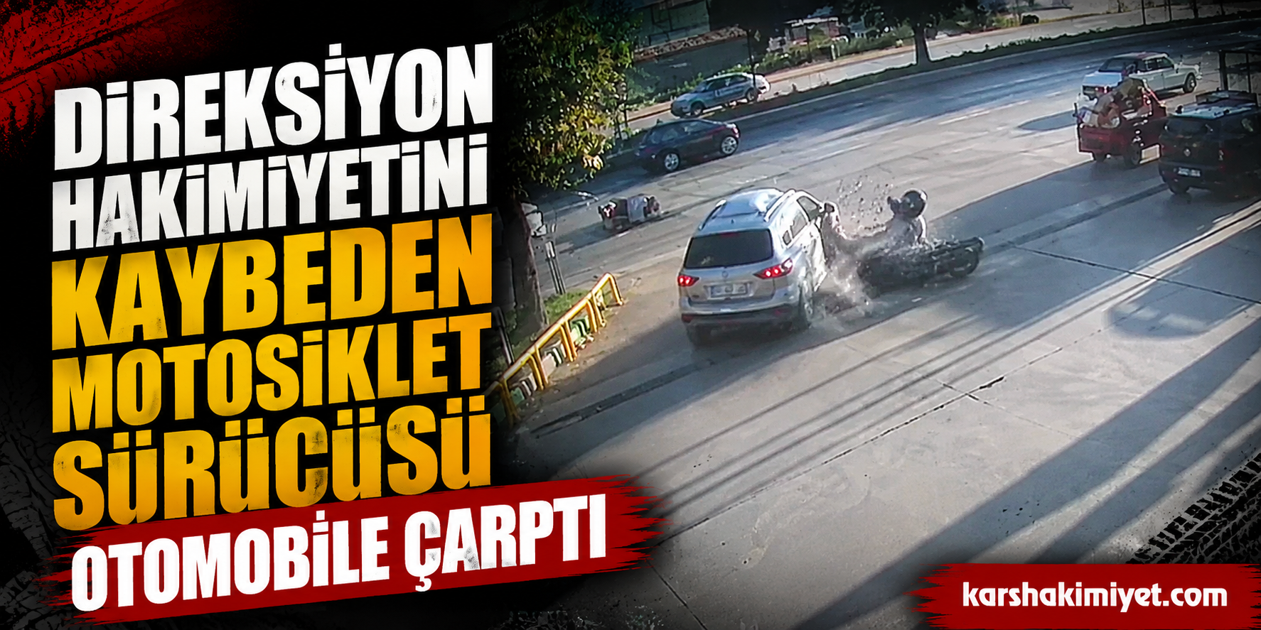 Direksiyon Hakimiyetini Kaybeden Motosiklet Sürücüsü Otomobile Çarptı