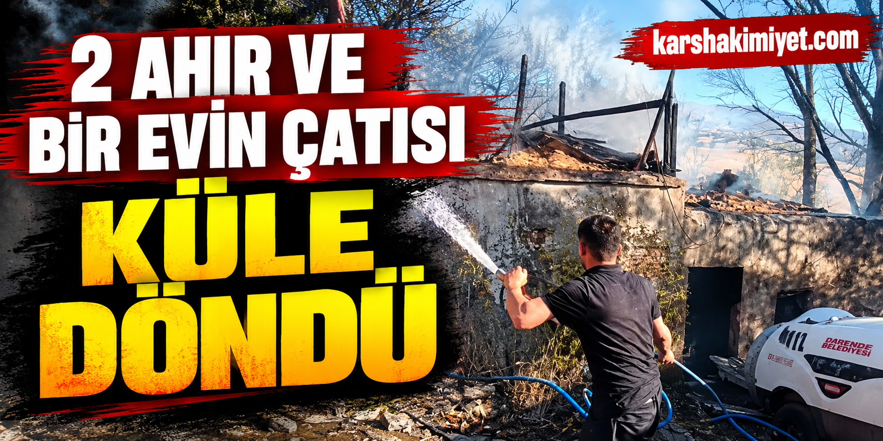 2 Ahır ve Bir Evin Çatısı Küle Döndü