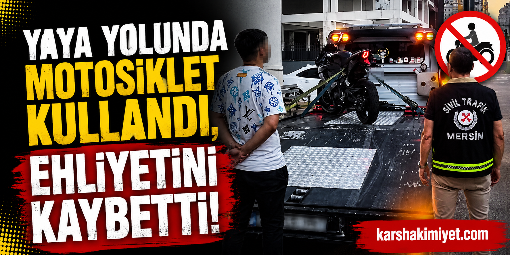Yaya Yolunda Motosiklet Kullandı, Ehliyetini Kaybetti