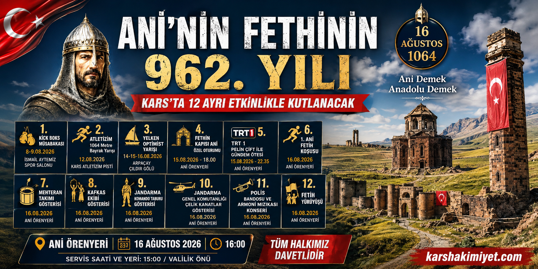 Ani’nin Fethinin 962. Yılı Kars’ta 12 Ayrı Etkinlikle Kutlanacak