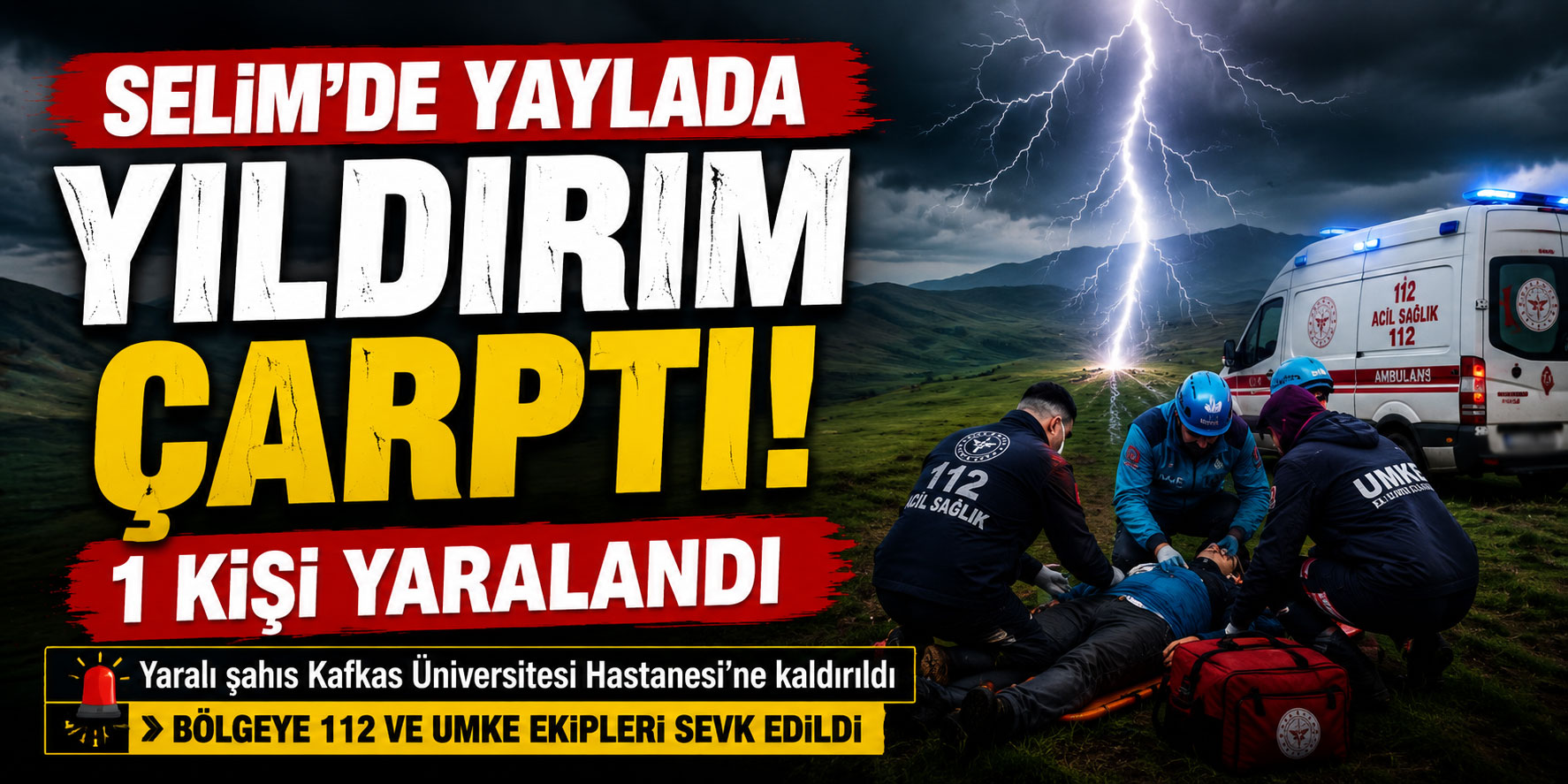 Selim’de Yaylada Yıldırım Çarptı: 1 Kişi Yaralandı
