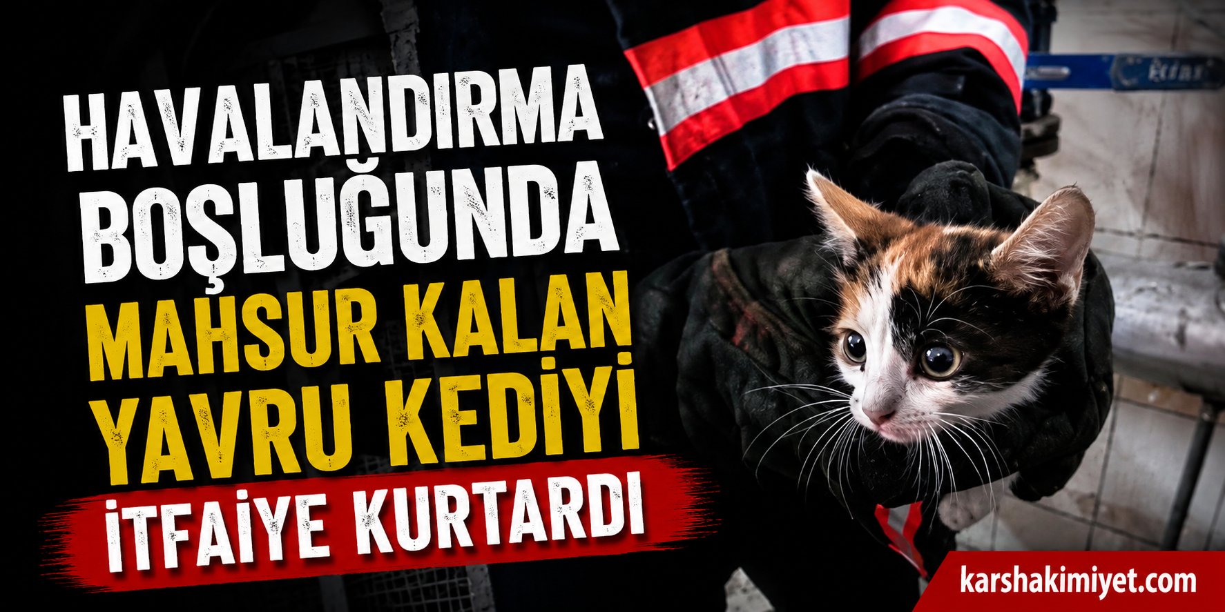 Havalandırma Boşluğunda Mahsur Kalan Yavru Kediyi İtfaiye Kurtardı