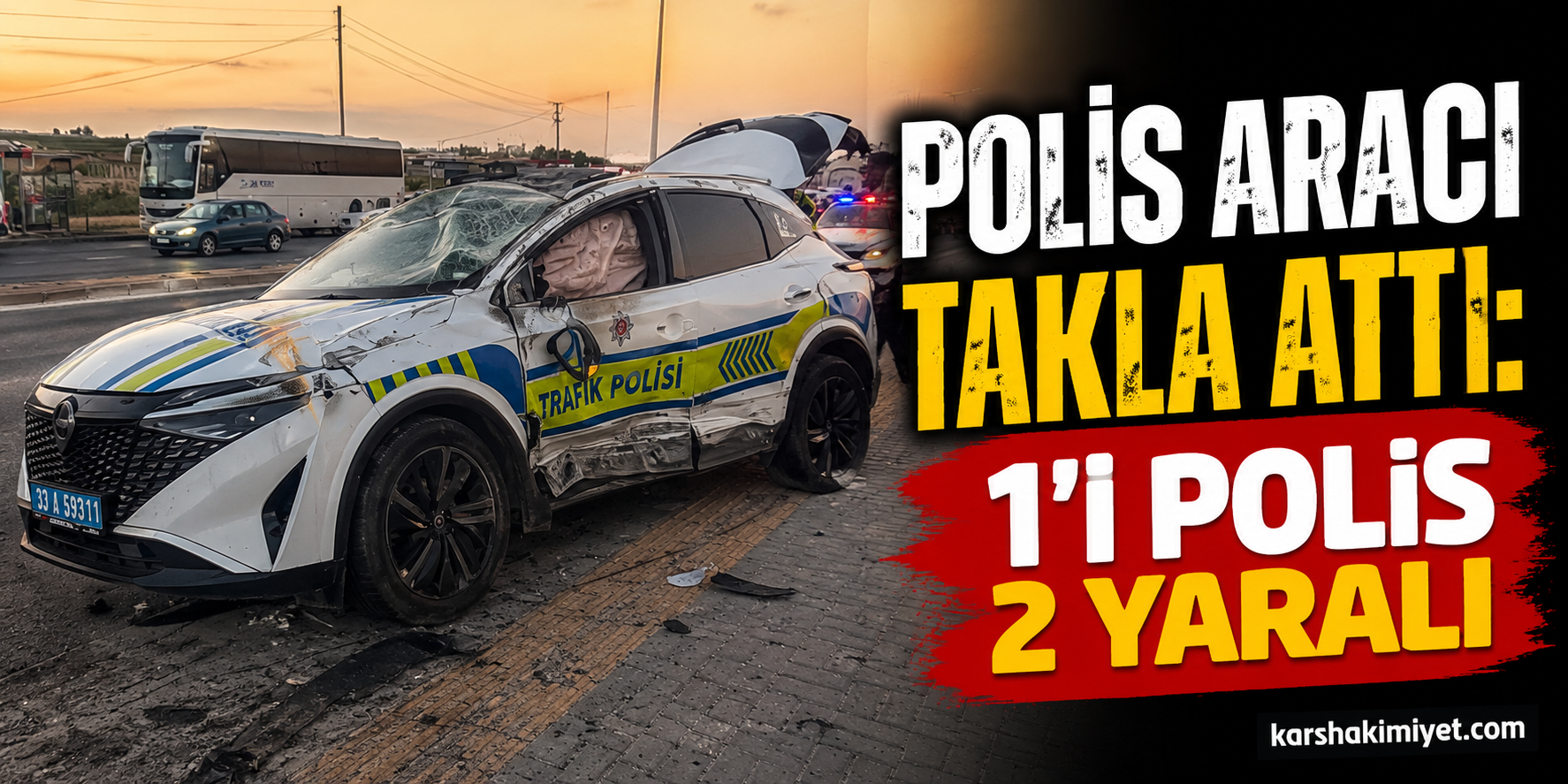 Polis Aracı Takla Attı: 1’i Polis 2 Yaralı
