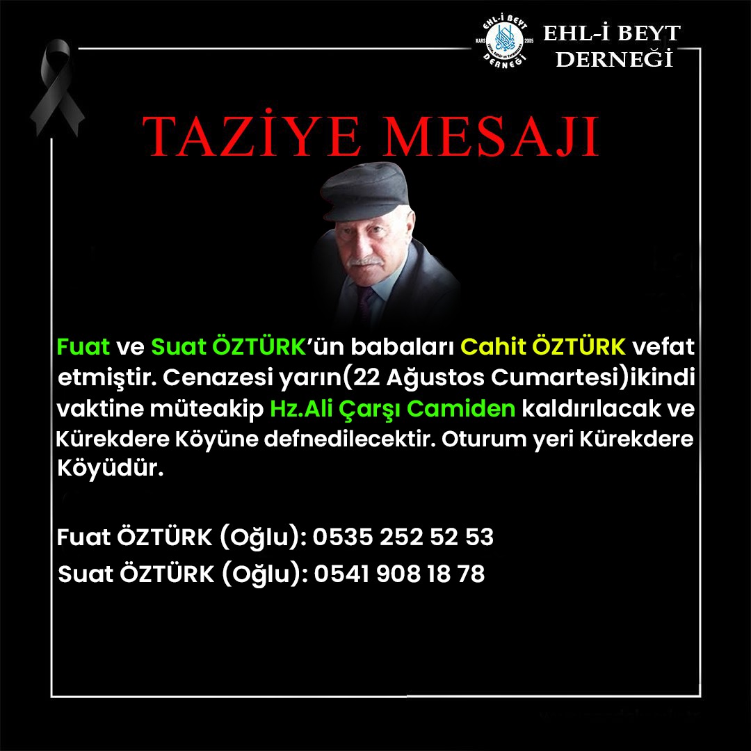Cahit ÖZTÜRK vefat etti