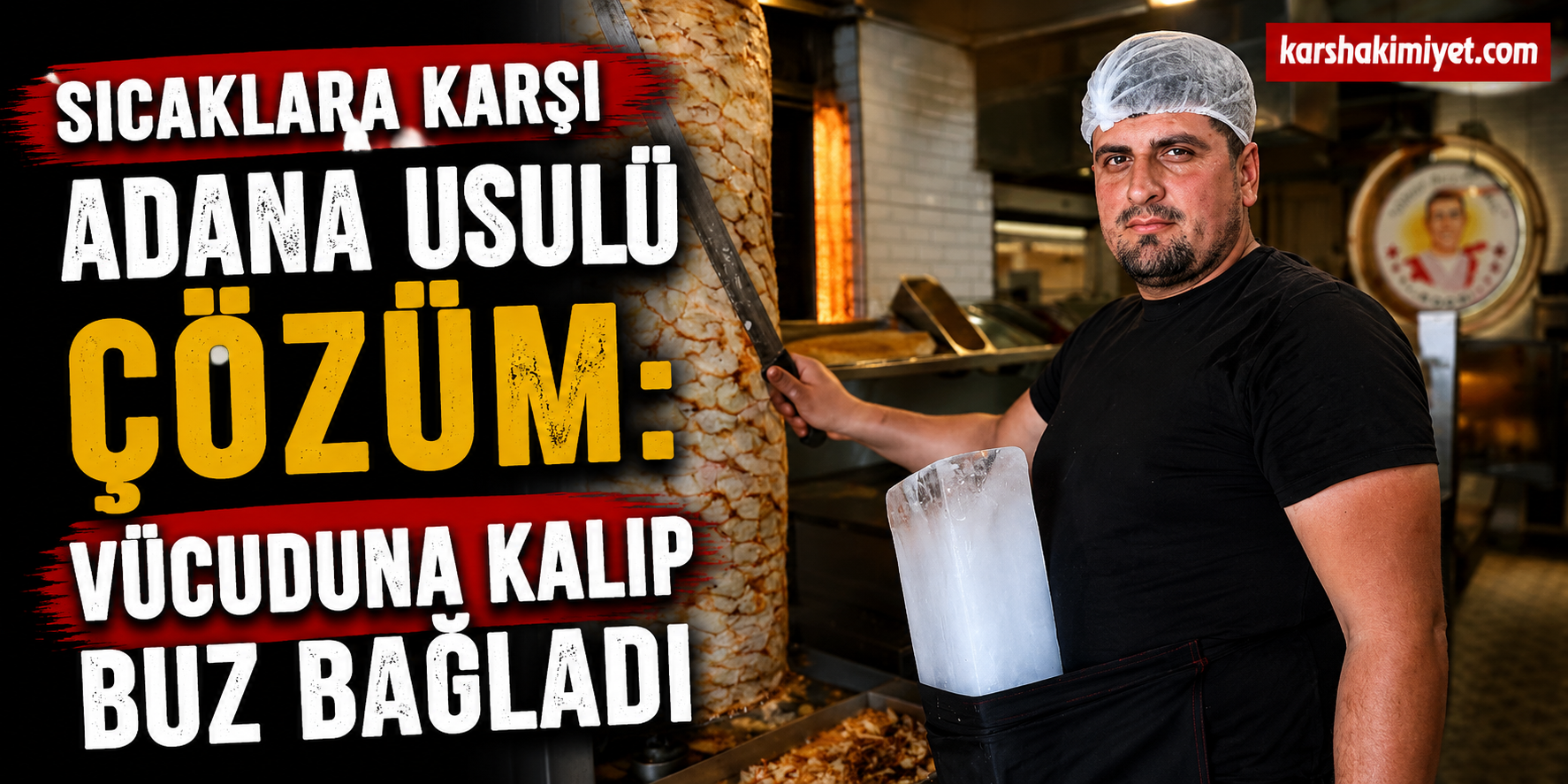 Sıcaklara Karşı İlginç Çözüm: Vücuduna Kalıp Buz Bağlayarak Çalışıyor