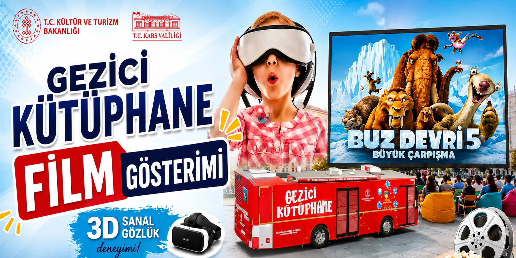 Gezici Kütüphaneden Arpaçay’da 3D Film Gösterimi