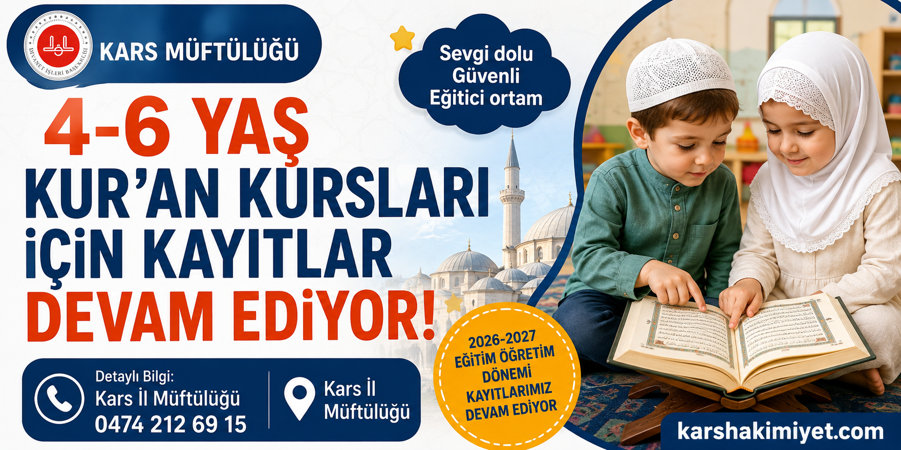Kars’ta 4-6 Yaş Kur’an Kursları İçin Kayıtlar Devam Ediyor