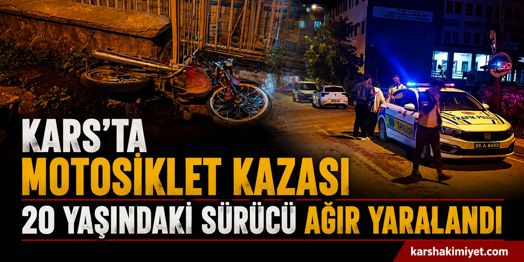 Kars'ta Motosiklet Kazası: 20 Yaşındaki Sürücü Ağır Yaralandı