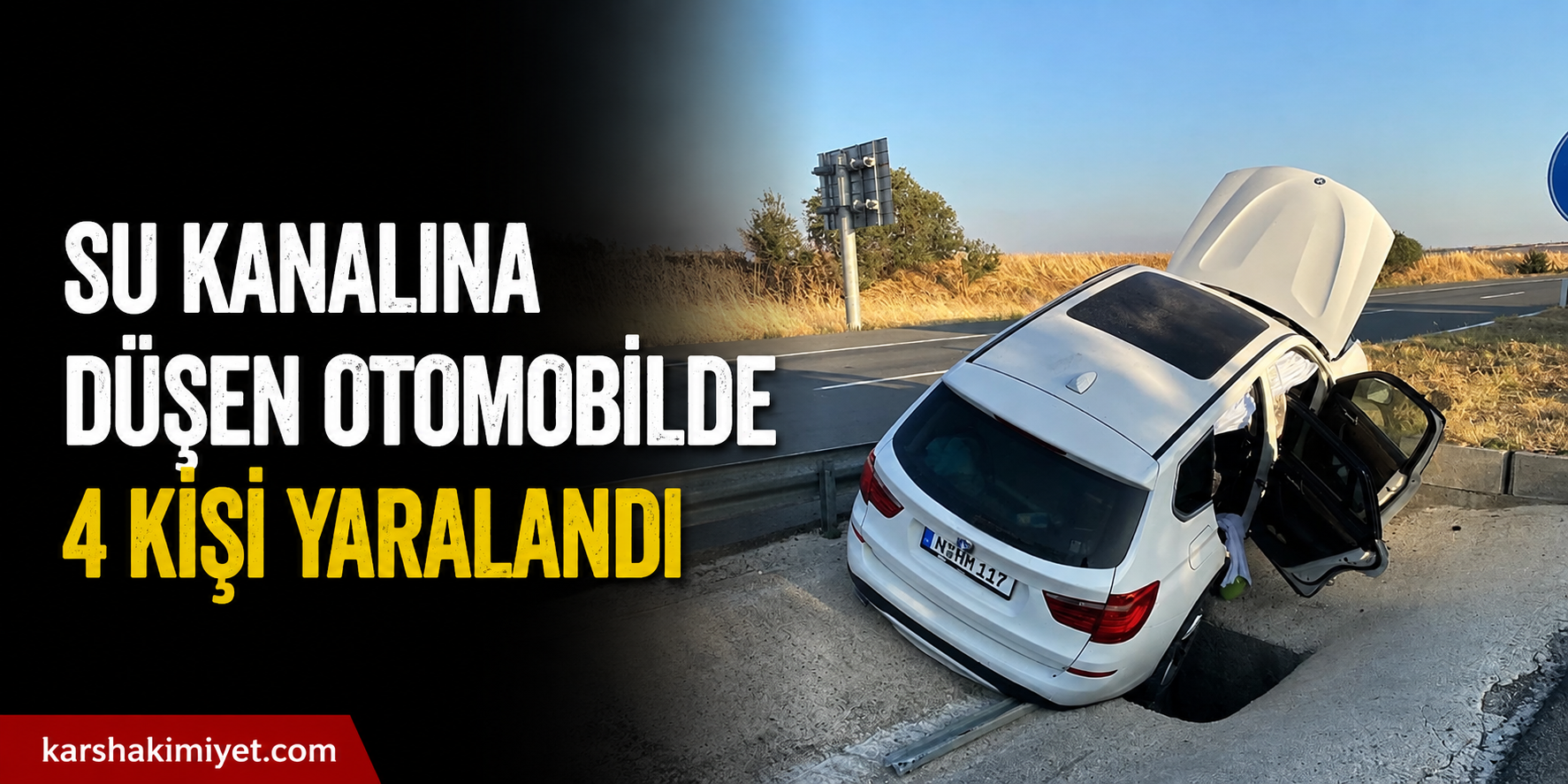 Su kanalına düşen otomobilde 4 kişi yaralandı