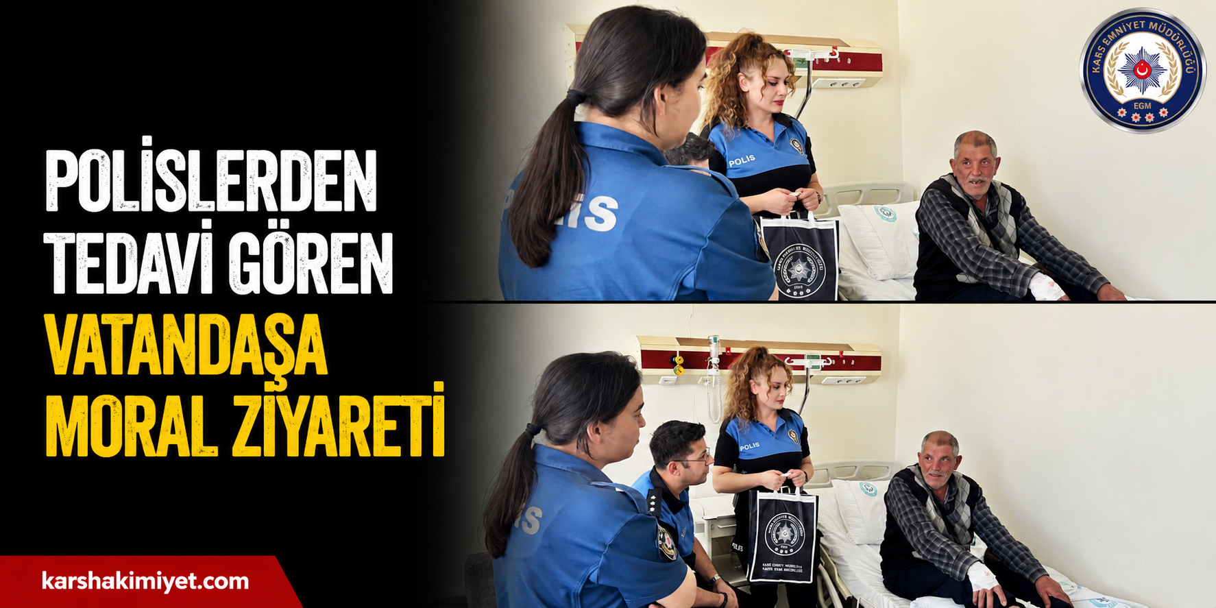 Polislerden Tedavi Gören Vatandaşa Moral Ziyareti