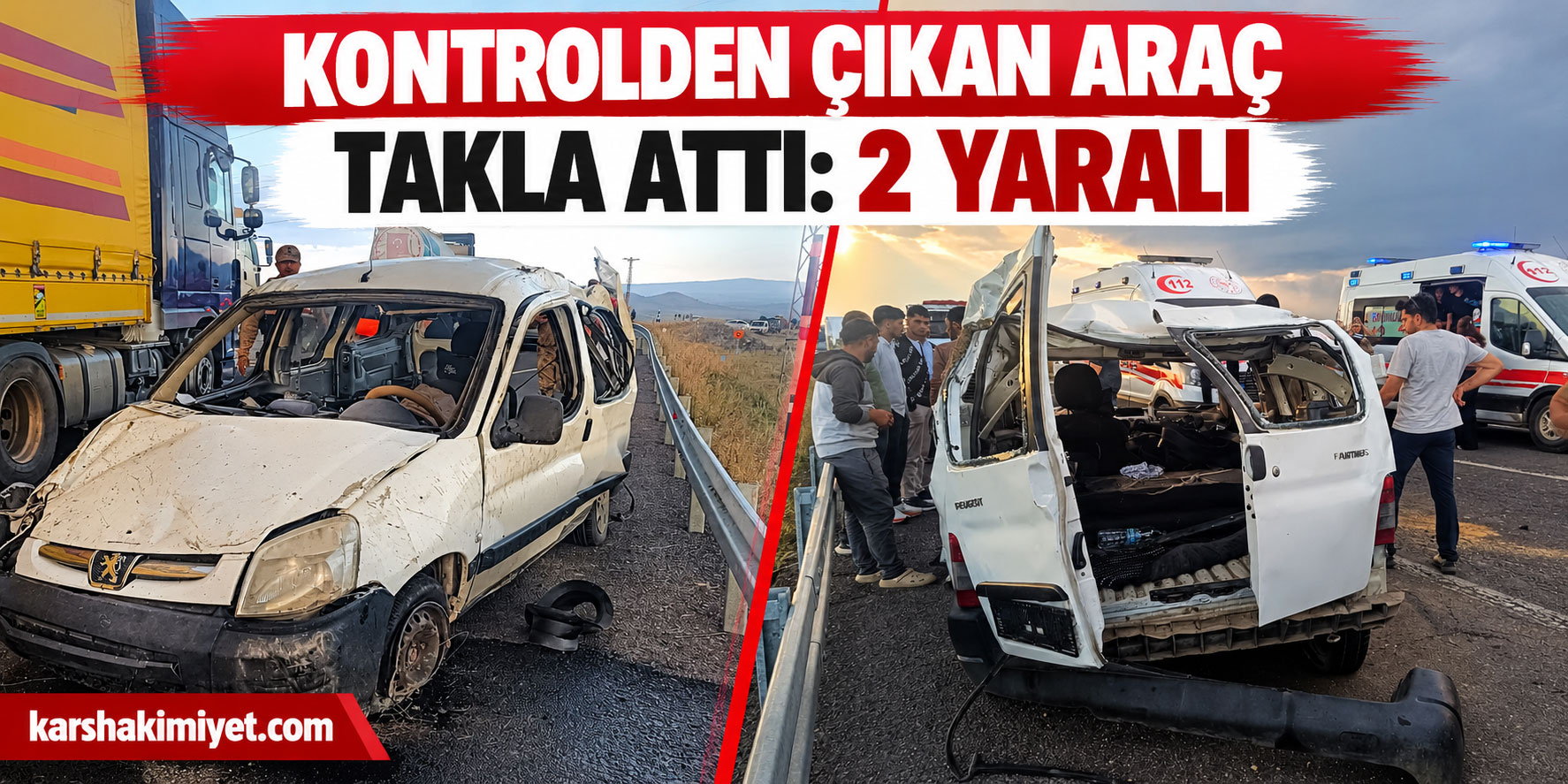 Kontrolden Çıkan Araç Takla Attı: 2 Yaralı