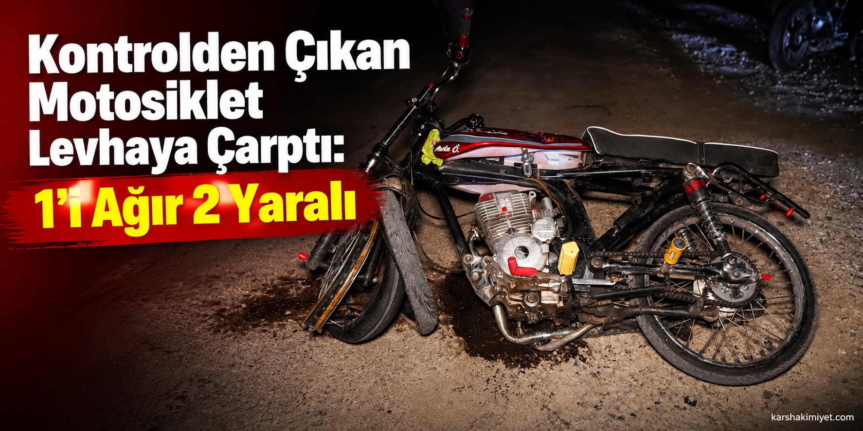 Kontrolden Çıkan Motosiklet Levhaya Çarptı: 1’i Ağır 2 Yaralı