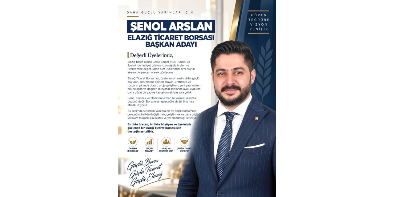 Başkan adayı Şenol Arslan: "Borsamızın geleceğini birlikte inşa etmek istiyoruz"