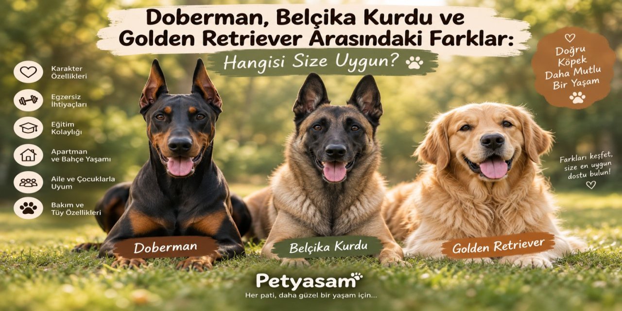Doberman, Belçika Kurdu ve Golden Retriever Arasındaki Farklar: Hangisi Size Uygun?