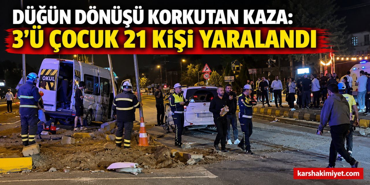 Düğün Dönüşü Korkutan Kaza: 3’ü Çocuk 21 Kişi Yaralandı