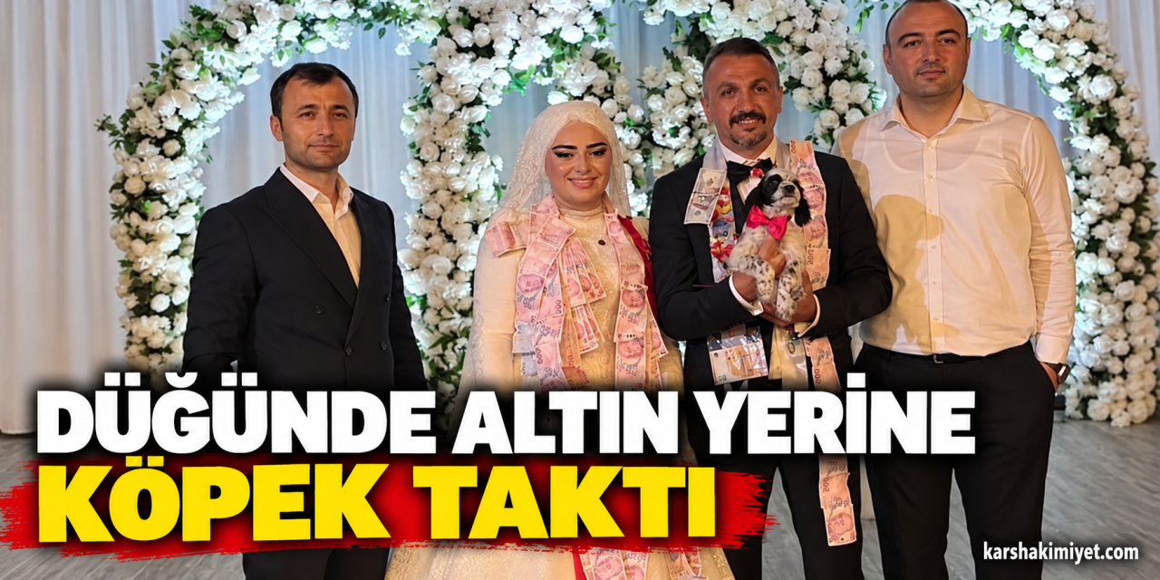 Düğünde altın yerine köpek taktı