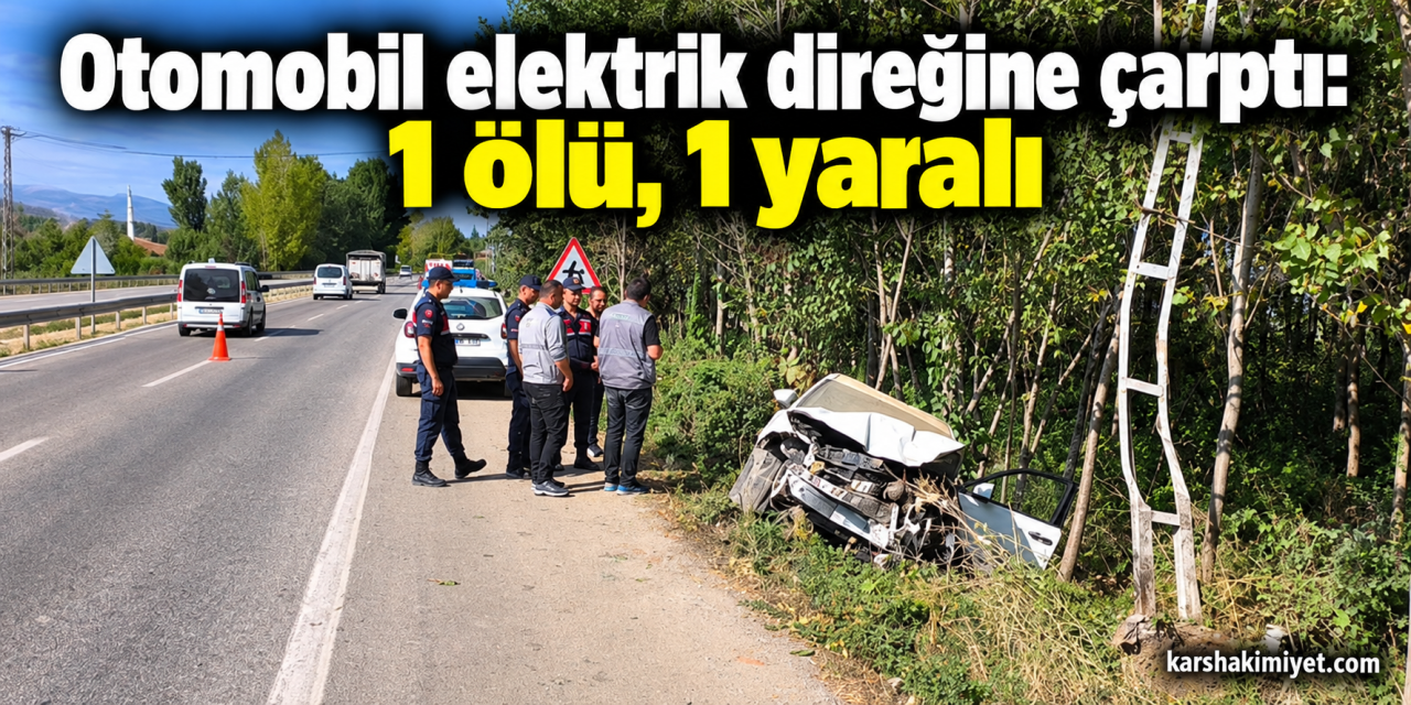 Otomobil elektrik direğine çarptı: 1 ölü, 1 yaralı