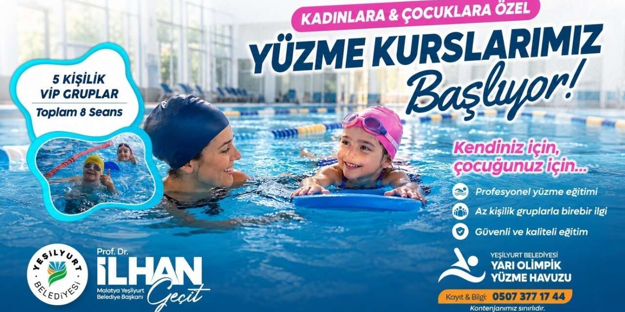 Yeşilyurt Belediyesi Yarı Olimpik Yüzme Havuzunda yüzme kursları başlıyor