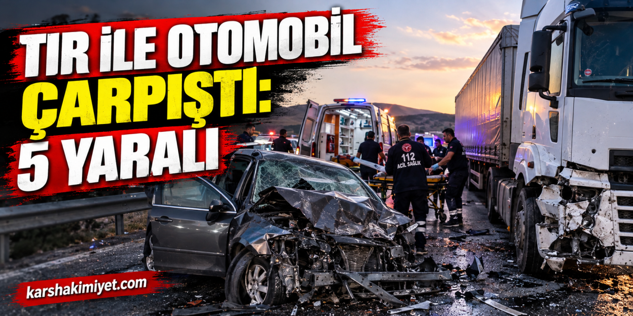 Tır ile otomobil çarpıştı: 5 yaralı