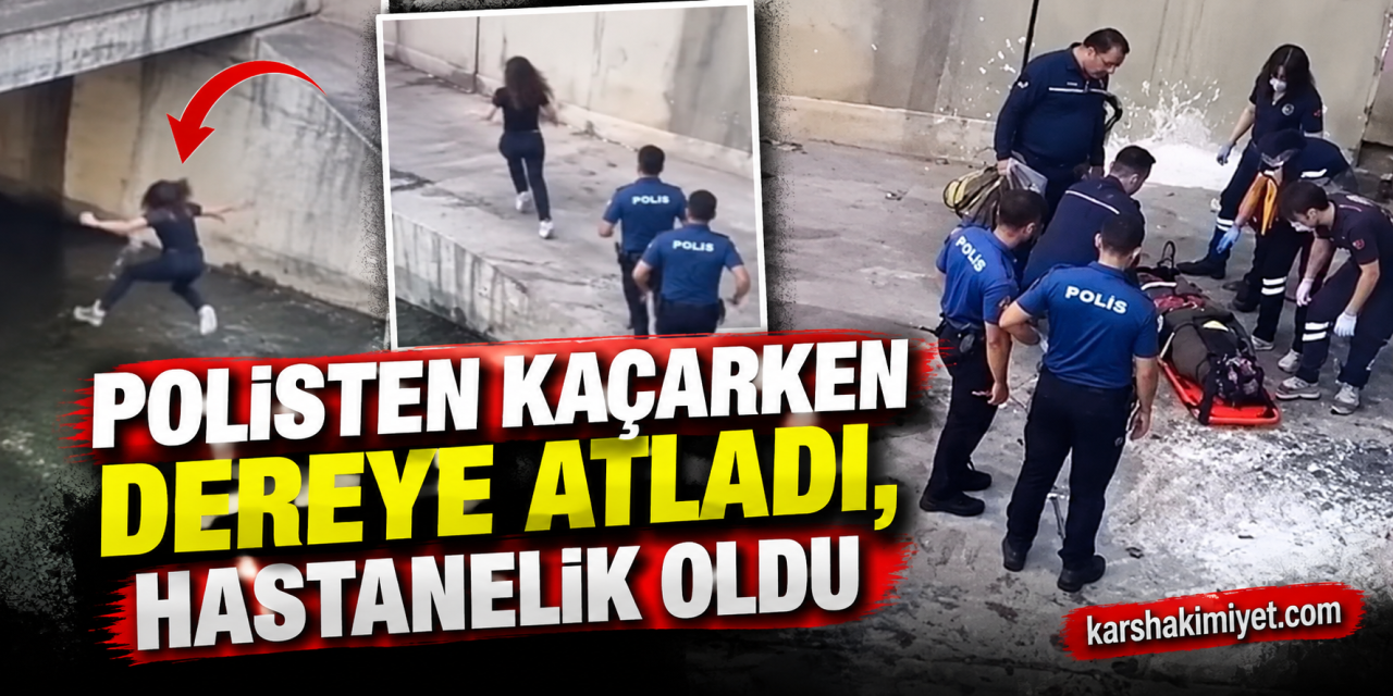 Polisten Kaçarken Dereye Atladı, Hastanelik Oldu