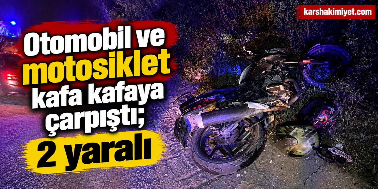 Otomobil ve motosiklet kafa kafaya çarpıştı;2 yaralı