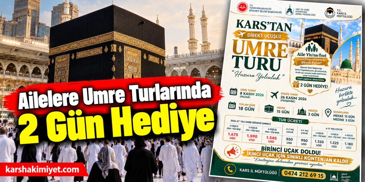 Ailelere Umre Turlarında 2 Gün Hediye
