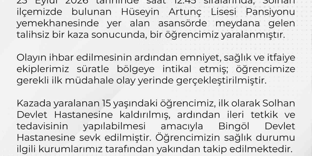 Bingöl Valiliği’nden asansör kazası açıklaması: "Adli ve idari inceleme başlatılmıştır"