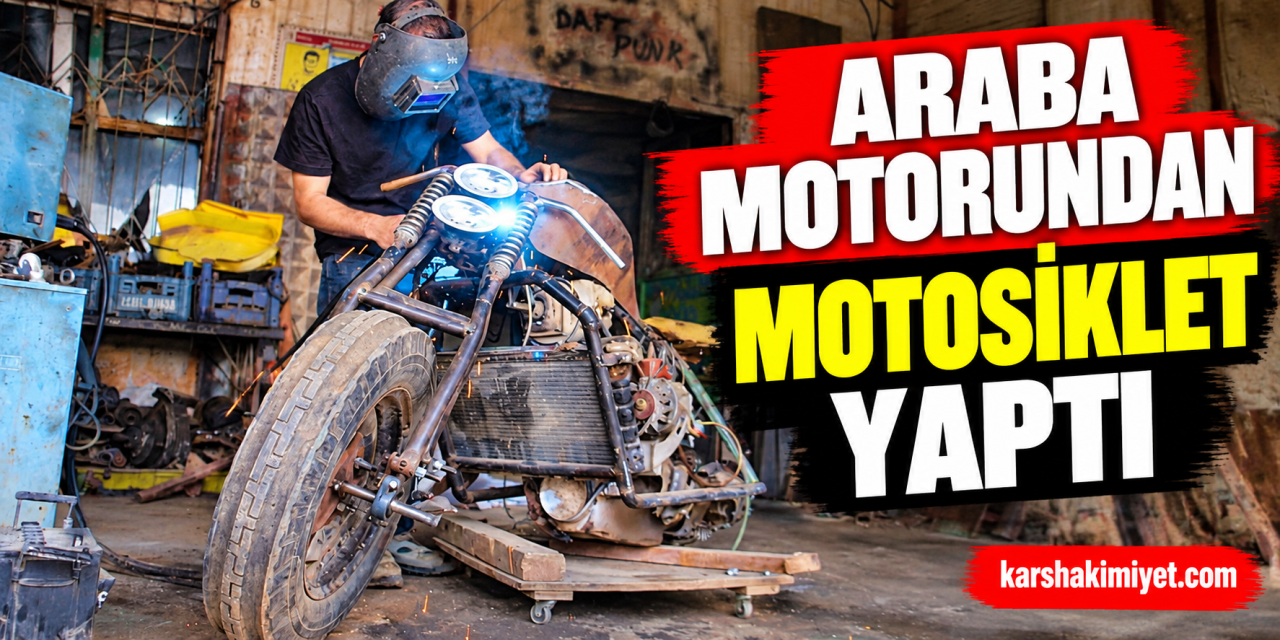 Araba motorundan motosiklet yaptı