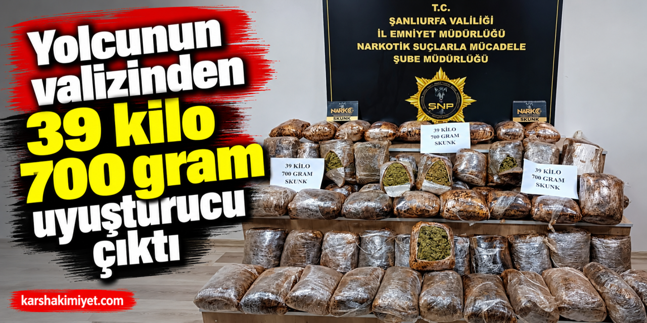 Yolcunun valizinden 39 kilo 700 gram uyuşturucu çıktı