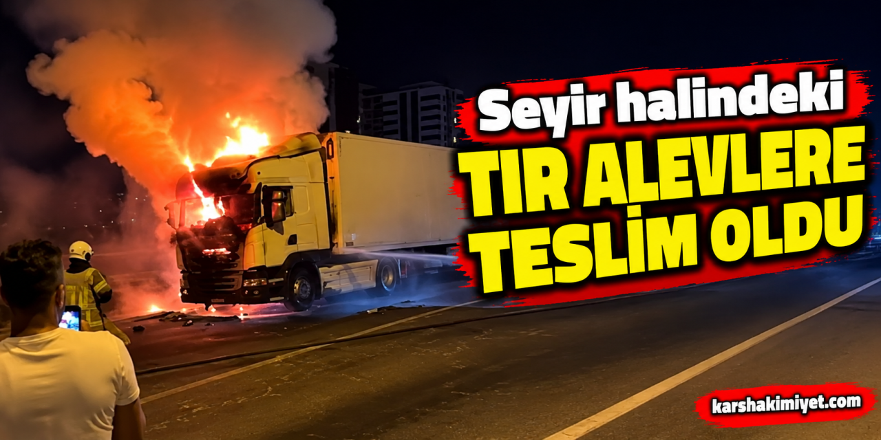 Seyir halindeki tır alevlere teslim oldu