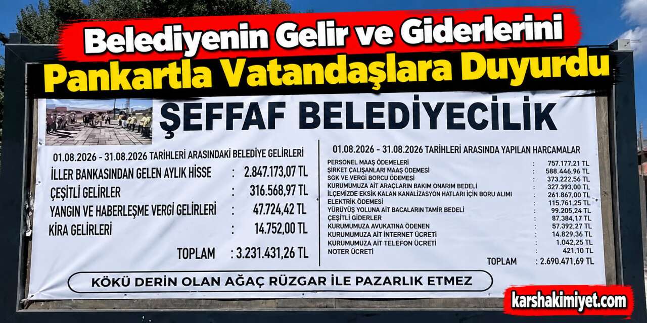 Belediyenin Gelir ve Giderlerini Pankartla Vatandaşlara Duyurdu