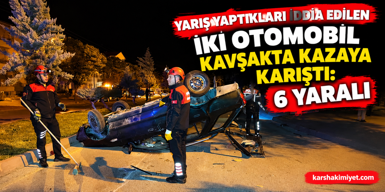 Yarış yaptıkları iddia edilen iki otomobil kavşakta kazaya karıştı: 6 yaralı