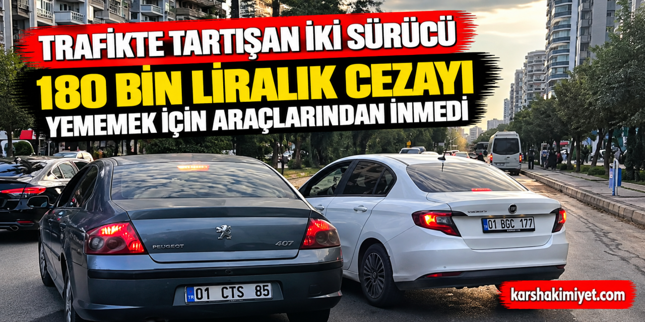 Trafikte tartışan iki sürücü, 180 bin liralık cezayı yememek için araçlarından inmedi