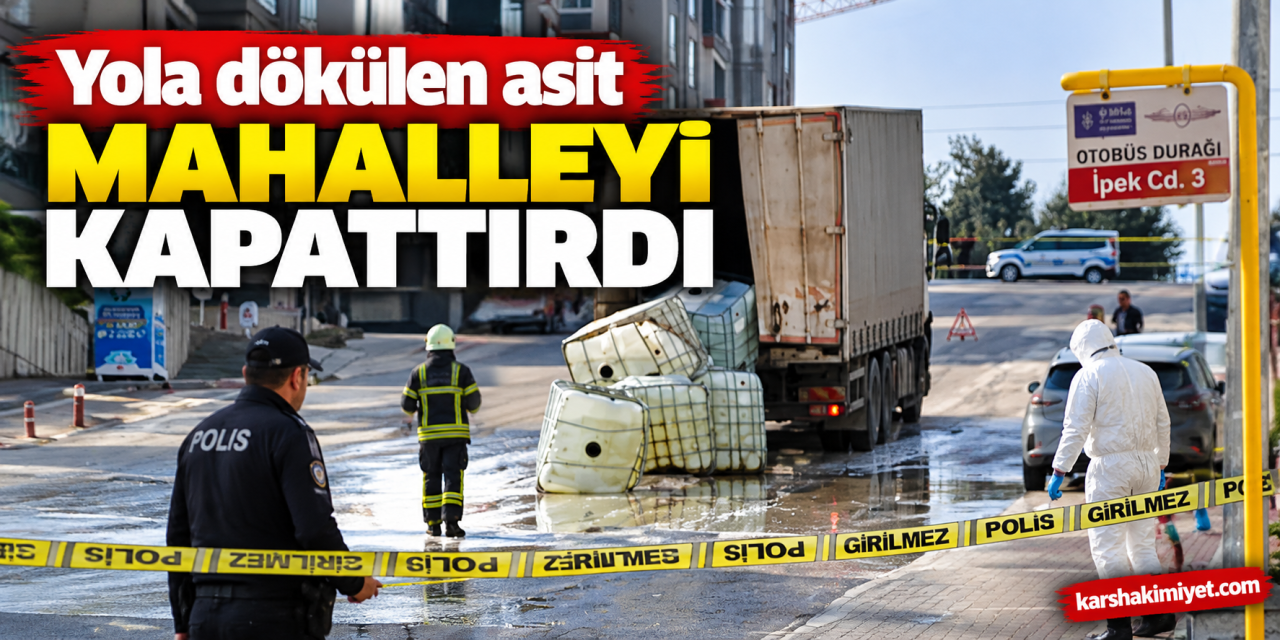 Yola dökülen asit mahalleyi kapattırdı