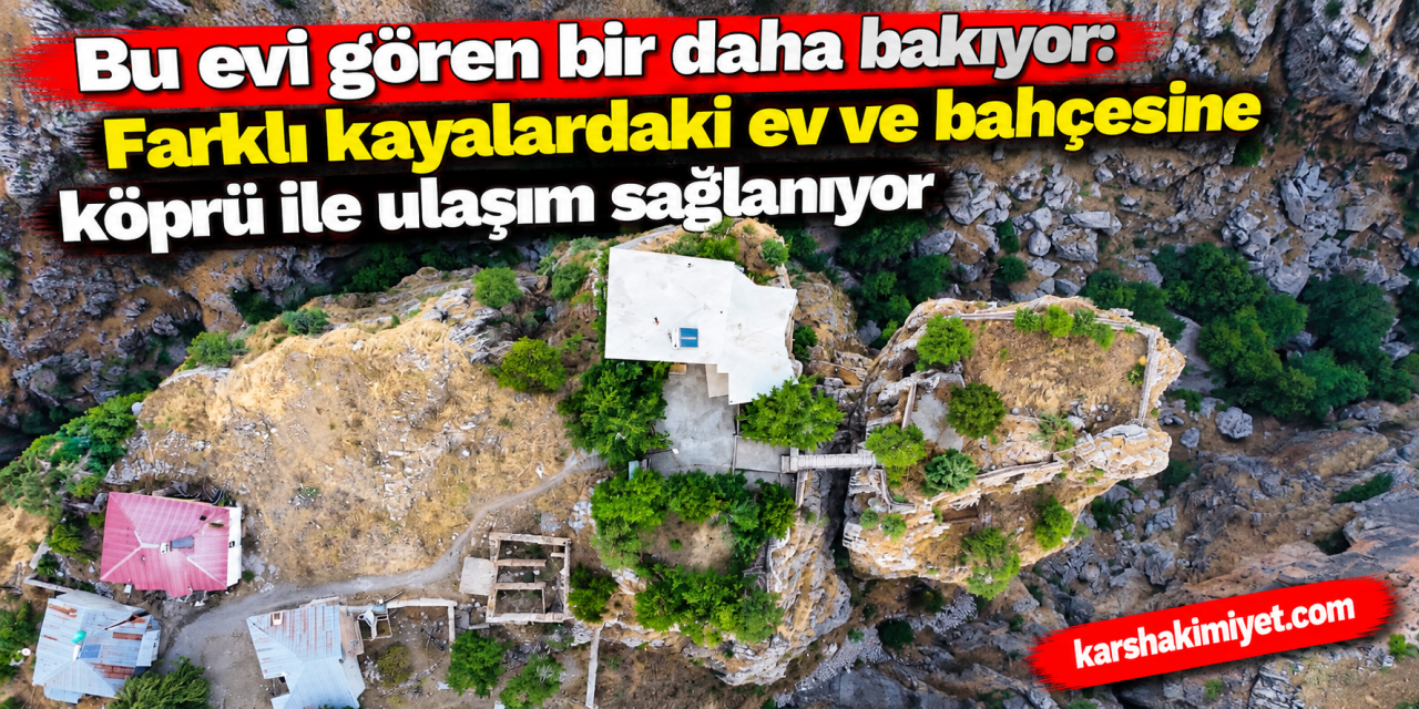 Bu evi gören bir daha bakıyor: Farklı kayalardaki ev ve bahçesine köprü ile ulaşım sağlanıyor